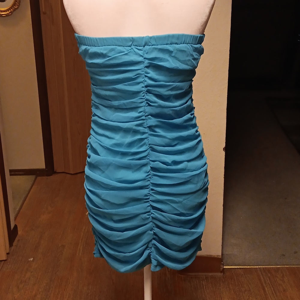 I.C.U. BLUE STRAPLESS DRESS - Picture 4 of 6